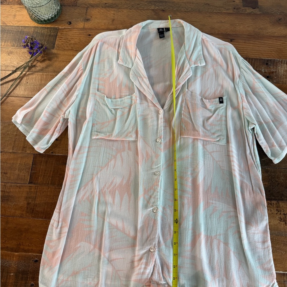 Volcom Light Blue and Pink Shirt